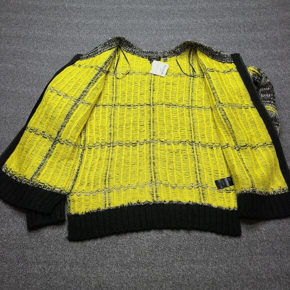 Dex Sweater Womens Extra Small Gray Black Yellow Zip Knit Colorblock Acrylic NWT - Picture 7 of 10